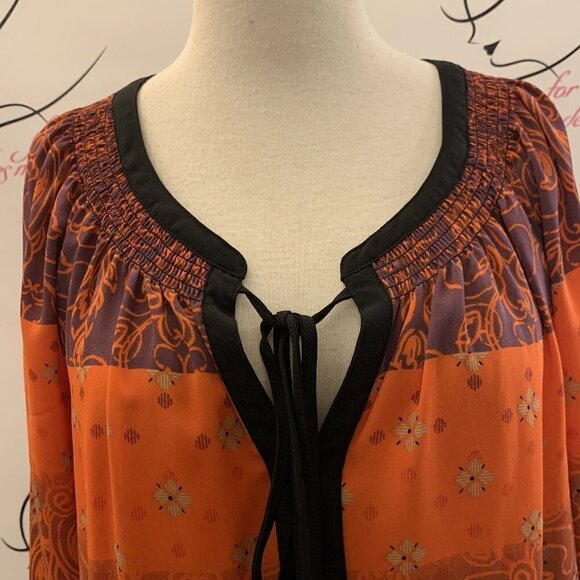 Black Rainn Peasant Elastic Neck Pullover. Size Small. Semi Sheer. Boho. B42 - Picture 2 of 7